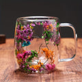 Elegant Double Glass Flower Tea Cup - 390ml Insulated Coffee Cup with Dried Flowers - Perfect Gift for Christmas & New Year - Must-Have for Black Friday Sales