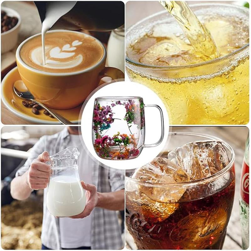 Elegant Double Glass Flower Tea Cup - 390ml Insulated Coffee Cup with Dried Flowers - Perfect Gift for Christmas & New Year - Must-Have for Black Friday Sales