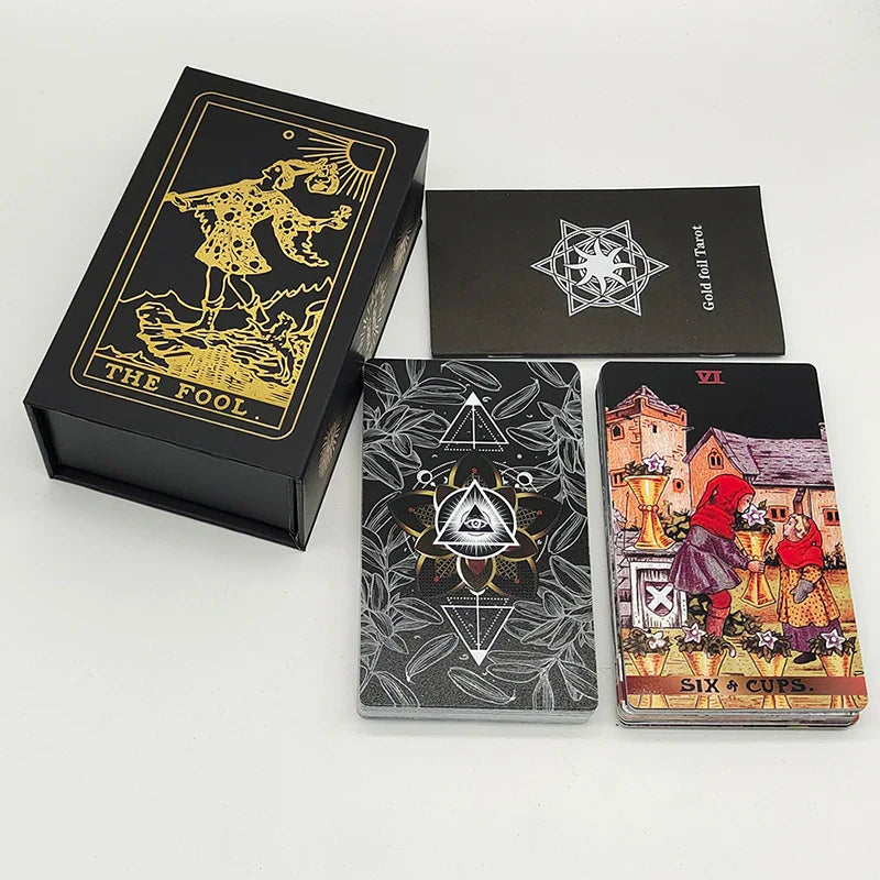 New Rider Waite Deck Gold Foil Tarot Cards Mysterious Board Game Terrific Divination Oracle With Exquisite Gift Box