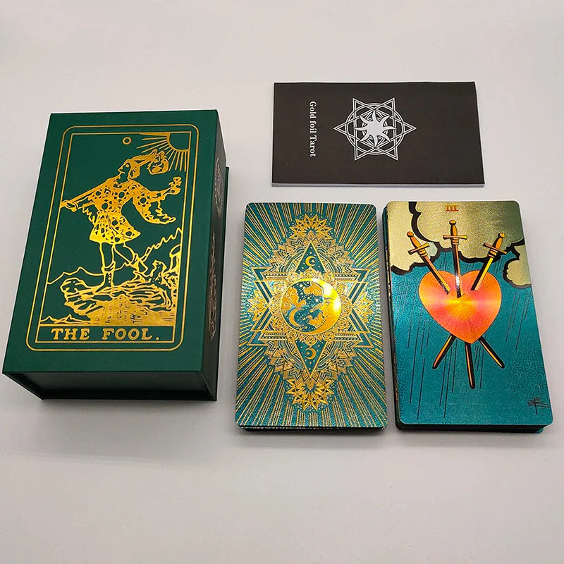 New Rider Waite Deck Gold Foil Tarot Cards Mysterious Board Game Terrific Divination Oracle With Exquisite Gift Box