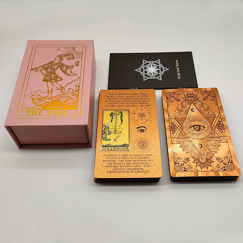 New Rider Waite Deck Gold Foil Tarot Cards Mysterious Board Game Terrific Divination Oracle With Exquisite Gift Box