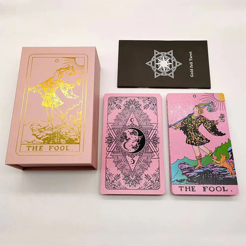 New Rider Waite Deck Gold Foil Tarot Cards Mysterious Board Game Terrific Divination Oracle With Exquisite Gift Box