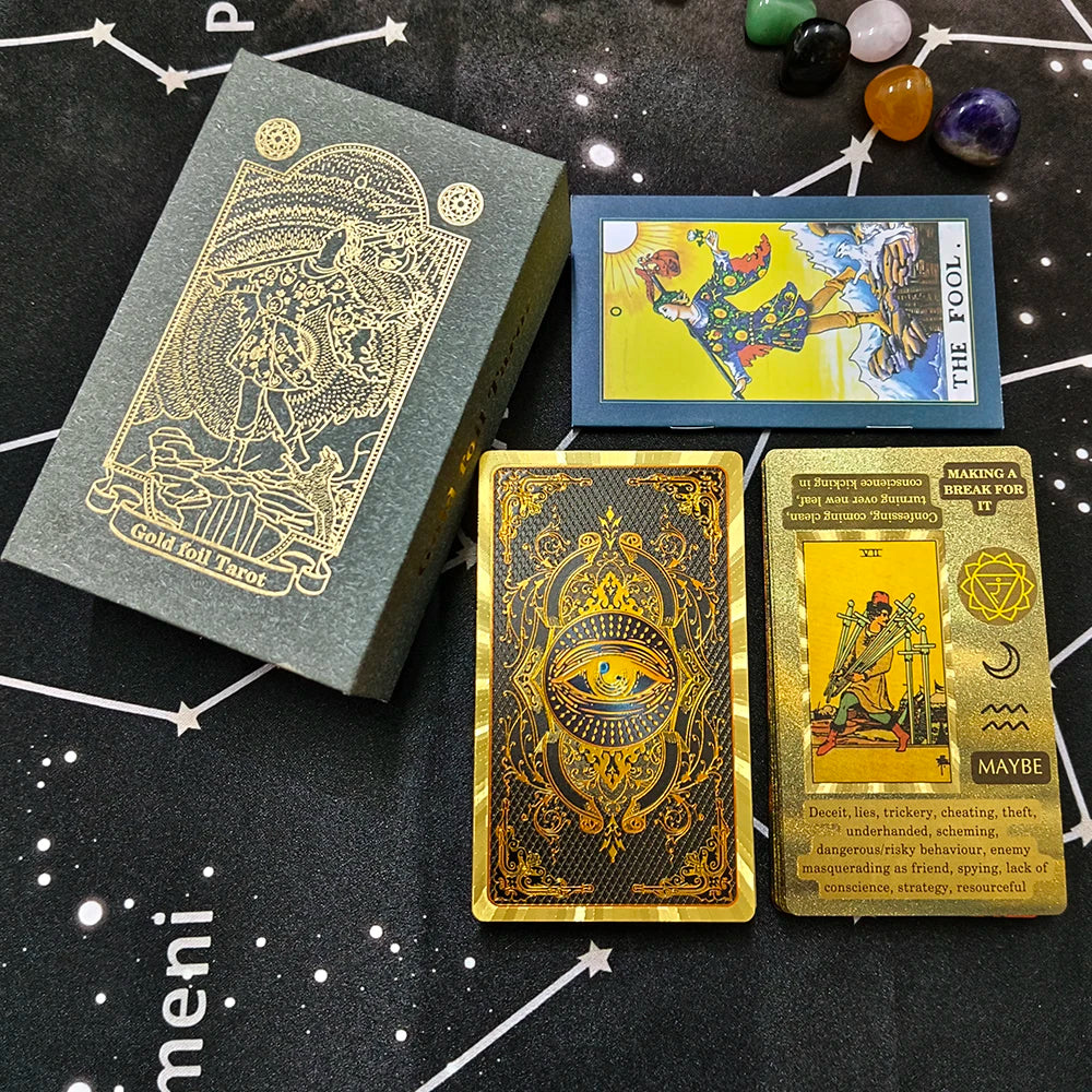 New Rider Waite Deck Gold Foil Tarot Cards Mysterious Board Game Terrific Divination Oracle With Exquisite Gift Box