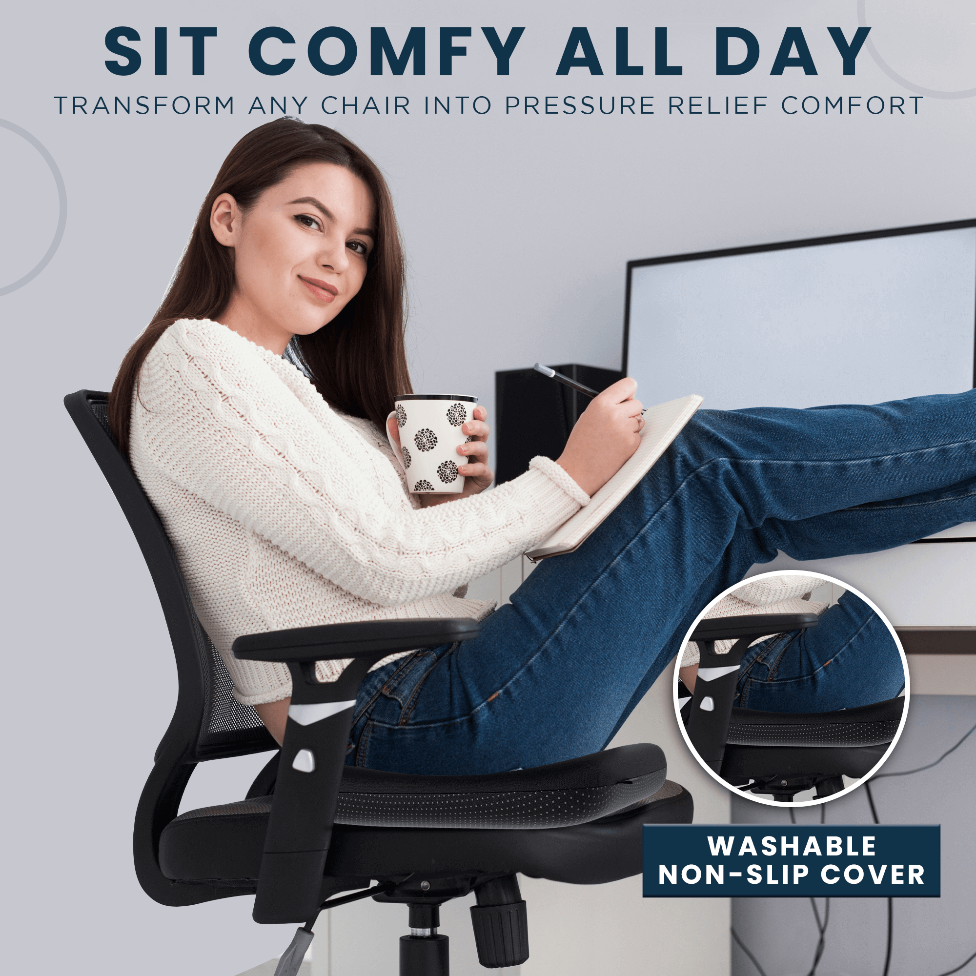 XL Gel Seat Cushion for Office Chair Car Truck Gaming Chairs