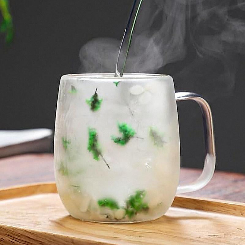 Elegant Double Glass Flower Tea Cup - 390ml Insulated Coffee Cup with Dried Flowers - Perfect Gift for Christmas & New Year - Must-Have for Black Friday Sales